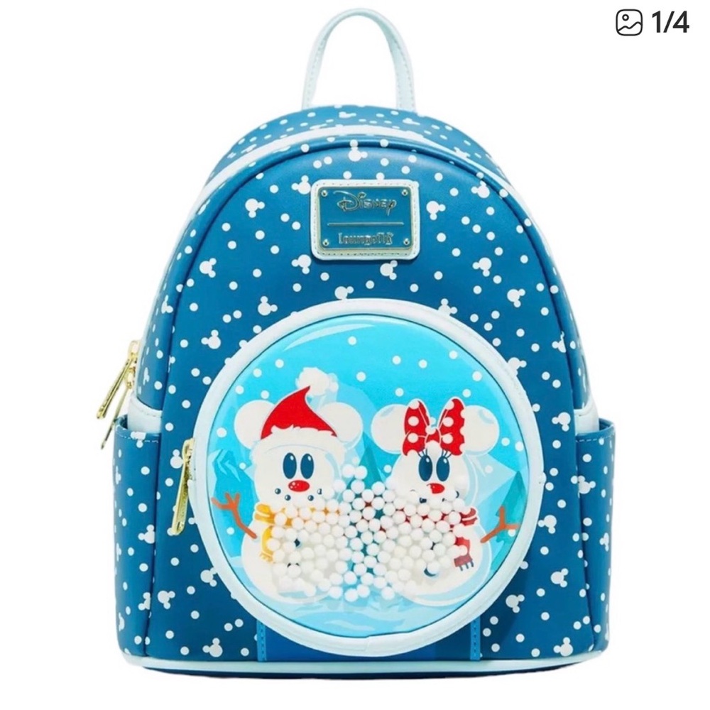 Loungefly Disney Mickey & Minnie Backpack in a Snow-globe.